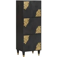 vidaXL Highboard, Highboard mit Regal Schwarz 40 x 33 x 110 cm Massivholz Mango