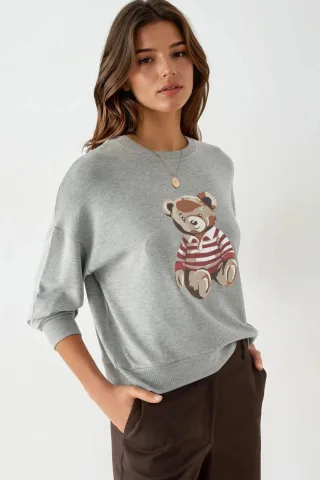 Bedruckter Rundhalsausschnitt Sweatshirt mit langen Ärmeln