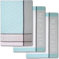 Dyckhoff Geschirrtuch HOME & KITCHEN, Maße je Tuch ca. 50x70 cm, aus 100% Baumwolle, (Set, 3-tlg), mit zwei verschiedenen Motiven