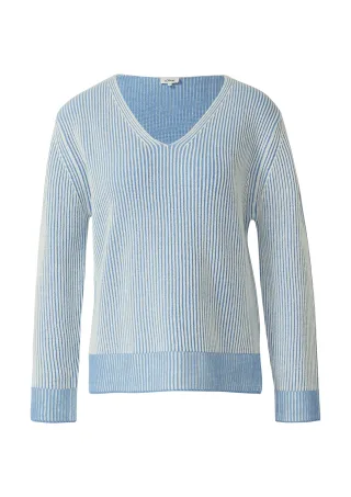 s.Oliver - Strickpullover blau|weiß - Gr. - 38