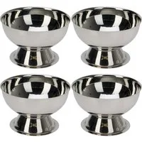 Koopman Eisschale 170 ml Edelstahl 9x6 cm 4 er Set, Edelstahl, (Set, 4-tlg), Edelstahl, 170ml, Ø 9,5cm, Silberfarbend, Dessert