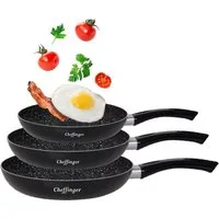 Cheffinger Pfannen-Set Pfannenset 3 tlg. Induktion Antikratz Marmor Bratpfanne