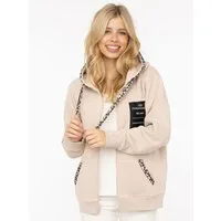 Zwillingsherz Kapuzensweatjacke "Zwillingsherz Leo" Leomuster Details, durchgehender Reißverschluss, Kapuze, Taschen