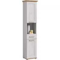 welltime Hochschrank COSENZA, Höhe 187cm, 2 Türen, 1 Schubkasten, 1 offenes Fach (1-St., in Landhausoptik, mit weiteren Artikel der Serie kombinierbar) Hochschrank, Bad, Badezimmerschrank