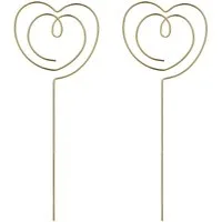 partydeco Tortenstecker, Cake Topper Herzen 12cm Metall Gold 2er Set