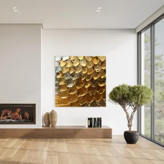 queence Acrylglasbild "Goldene Schlangenhaut" Abstrakt  Abstrakte  Formen  Gemälde  Kunst 1 Stk. tlg. HD Premium Kunstdruck in Galeriequalität