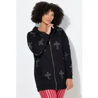 Angel of Style Sweatjacke Sweatjacke Oversize Fit Glitzer-Kreuze Kapuze