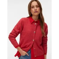 Vero Moda Strickjacke VMFIONA LS SHORT BUTTON CARDIGAN GA BOO mit Wolle und Stretch