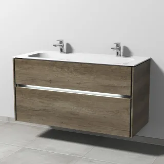 Sanipa Twiga Keramik-Set Finion mit 2 Auszügen und LED-Beleuchtung, Eiche-Nebraska, SL27437 SL27437