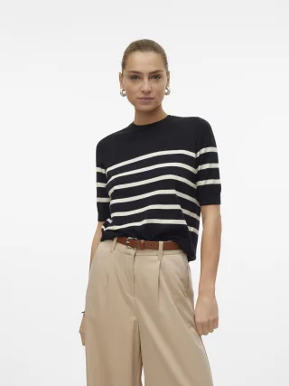 VERO MODA - VMSABA PLAIN SS O-NECK PULLOVER GA NOOS black - Gr. - XL