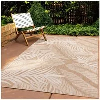 TaraCarpet Teppich Tara Carpet Columbia-Fashion Plant In & Outdoor auch für die Küche, rechteckig, Höhe: 5 mm, Balkon Terrasse Wintergarten Plant natur creme Esszimmer 80x150