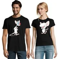 Blondie & Brownie T-Shirt Partner Pärchen Freunde Shirt Pinky Brain BFF Friends Partner T-Shirt Freunde BFF Motiv Baumwolle Regular Fit Herren Damen
