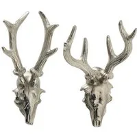 BOLTZE Wanddekoobjekt Geweih Wand Hänger Silber Hirschkopf Jagd 2er Set (2 St)