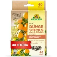Neudorff Rasendünger Bio - Azet DüngeSticks für Zitrus- und Mediterranpflanzen 40 Sticks, Bio Zitrusdünger sorgt für leckere Früchte und kräftig grüne Blätter, Düngestäbchen Zimmerpflanzen aus natürlichen Rohstoffen