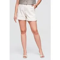 OMBRE Shorts Damen Shorts mit elastischem Bund Casual Beige M (kein Set, 1-tlg)