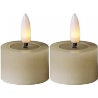 STAR TRADING LED-Kerze Flamme Flow (Set, 2-tlg), beige 3D Flamme 6/18h Timer 4x5cm Wachsspiegel