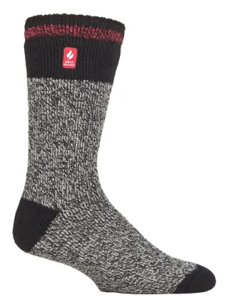 Wärmehalter - Herren Extra Dicke Thermosocken für den Winter | Warme Flauschige Fleece Isolierte Socken | Geschenke für Männer - Schwarz Rot (Porto)