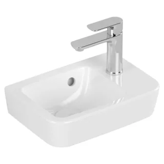 Villeroy und Boch O.novo Handwaschbecken 43433601 36x25cm, eckig, Becken links, mit Hahnloch, mit Überlauf, weiß