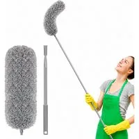 HUGERSTONE Staubwedel Staubwischer Mikrofaser mit Teleskopstiel, Ausziehbar bis zu 254 cm (1-St, Waschbar Staubwedel), für Reinigung hoher Decken, Deckenventilatoren und Spinnweben in Ecken