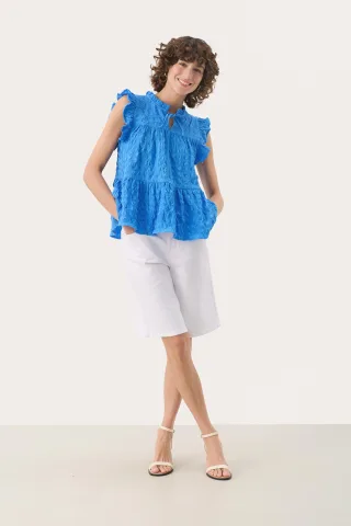 Ärmellose Bluse Gerade Passform Marina blue