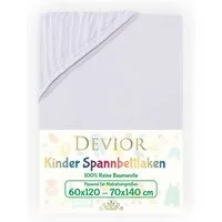 Devior Spannbettlaken für Baby- & Kinderbetten 60x120 & 70x140, 100% zertifizierte Baumwolle, Jersey, Gummizug: Rundumgummizug, Kinderspannbettlaken bis 12cm Matratzenhöhe, atmungsaktiv & farbenfroh
