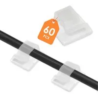 Spetebo Dekohaken Mini Klebehaken Kabel Clips für Lichterketten, Passend für alle glatten Oberflächen, (Packung mit, 60-St., im Set), inklusive Klebepads