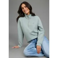 Laura Scott Sweater Modisch verkürzt mit Troyer‑Kragen und Reißverschluss­