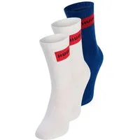 HUGO Freizeitsocken 3P QS RIB LABEL (Packung, 3-Paar, 3er) mit kontrastfarbenen HUGO Logo