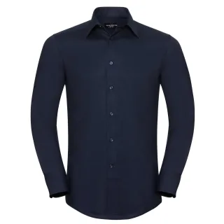 Russell Collection - Hemd Pflegeleicht für Herren Langärmlig (Leuchtend Navy-Blau)