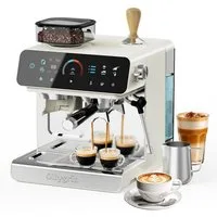Ollygrin Espressomaschine mit Mahlwerk, 20-Bar-Profi-Espressomaschine mit 19 Mahlgraden