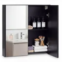 KOMFOTTEU Hängeschrank Spiegelschrank mit 2 Spiegeltüren und 2 Ablagen