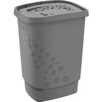 ROTHO Wäschekorb Rotho Wäschesammler Flowers, 55 l anthrazit