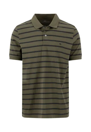 FYNCH-HATTON - Polo textured striped dark khaki - Gr. - M