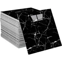 Agger Wandfliese Selbstklebend, Tile Stickers 10 Stück, Peel and Stick Tiles 30X30CM, 30x30, Schwarz, Wasserfest & Schmutzabweisend, Fliesenaufkleber Marmor