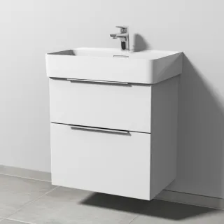 Sanipa 3way Waschtischunterbau zu Laufen VAL Waschtisch mit 2 Auszügen, Weiß-Soft UM82143