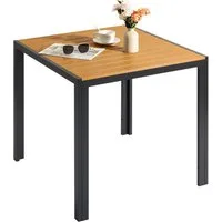 TLGREEN Gartentisch Aluminiumrahmen Quadratisch (75x75cm WPC Balkontisch Wetterfest, Quadratisch Terrassentisch, 1 Tisch), Esstisch Outdoor, Hitze- und Wetterbeständig, rutschfest-schwarz