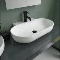 Alpenberger Waschbecken Ovaler Waschtisch in Weiß, hygienisch mit Nano Beschichtung (1-tlg., Keramik Handwaschbecken), Lotus Effekt, pflegeleicht, modernes Design