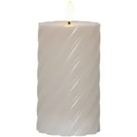 STAR TRADING LED-Kerze Stumpenkerze Swirl Echtwachs gedreht 3D Flamme H: 15cm Timer beige, LED Classic, warmweiß (2100K bis 3000K)
