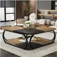 Tribesigns Couchtisch 100 x 100 x 50 cm Quadratischer Sofatisch, flacher Wohnzimmertisch