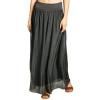 Caspar Faltenrock RO025 eleganter leichter Damen Sommer Rock mit Seidenanteil mit figurfreundlichem Stretch Bund - Made in Italy