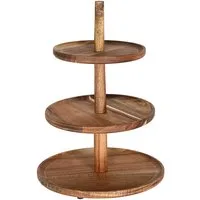 CEPEWA Dekoetagere Etagere Holz 3 Etagen 26x35cm Akazienholz braun Servierplatte Teller