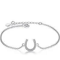 PANDACHARMS Silberarmband Armkettchen mit Hufeisen, 925 Silber, Zirkonia, Länge variabel 16-18cm
