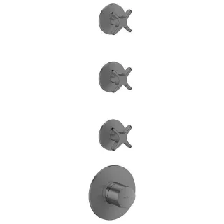 hansgrohe AXOR One Thermostatmodul 48713340 Unterputz, 3 Verbraucher, mit Kreuzgriff, brushed black chrome