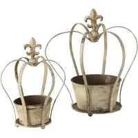 BOLTZE GRUPPE GmbH Übertopf Pflanztopf Krone Eisen grau H 30/40 cm 2er Set