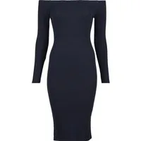 URBAN CLASSICS Shirtkleid Urban Classics Damen Ladies Off Shoulder Longsleeve Rib Dress (1-tlg)