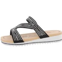 Ital-Design Damen Mules Freizeit Pantolette (86017021) Keilabsatz/Wedge Keilsandaletten in Schwarz