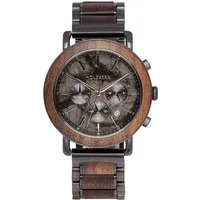 Holzkern Quarzuhr 9120078335116, Herrenuhr Quarz Chronograph Askja Walnuss/Marmor