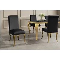 riess-ambiente Esszimmerstuhl MODERN BAROCK DELUXE schwarz/gold - weicher Samt-Bezug, Edelstahlbeine (Einzelartikel, 1 St), weiche Polsterung & Barock Design - ideal für Esszimmer & Schminktisch