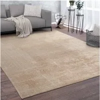 KADIMA DESIGN Teppich waschbar Unifarben Wohnzimmer schmutzabweisend Teppich Kurzflor, Rund, Höhe: 14 mm, Florhöhe: 10 mm, Polyester, Rücken aus Felt + Dots, Rund, 80D, Beige