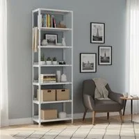 PROREGAL® Schwerlastregal Wohnregal Metallregal MAGNUS 220x75x30cm mit 7 Stahlplatten-Ebenen, Desgin Made in Germany Pulverbeschichtet 60kg/Ebene 420kg Gesamtlast